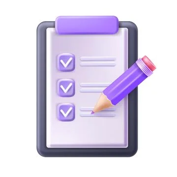 3D checklist on clipboard vector icon, exam paper document イラスト素材