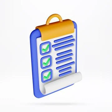 3d checklist icon on clipboard. Stock Illustration
