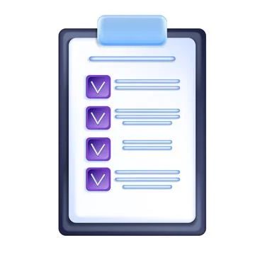 3D checklist icon, vector clipboard document paper test illustration イラスト素材