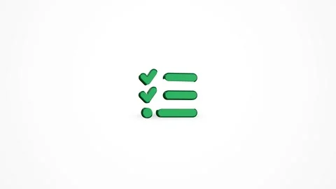 3D Checklist List Check Icon Animated Loop on White Background 4K Stock Footage 347650897