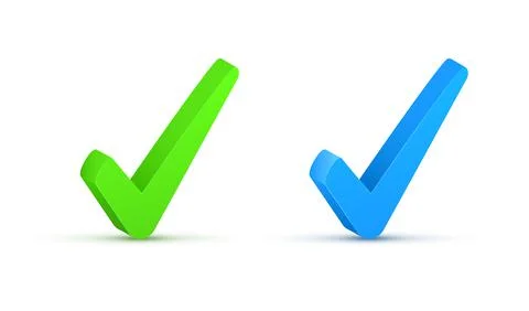 3d checkmark tick icon. Checklist success button correct agree app 3d blue green Stock Illustration