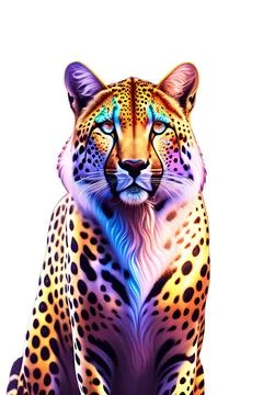 3D Cheetah Colorful sharp focus in white background. 3D Illustration Stock Illustration