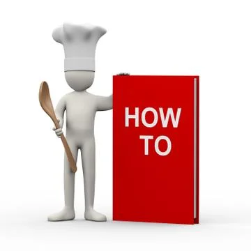 3d chef with how to book Stock Illustration