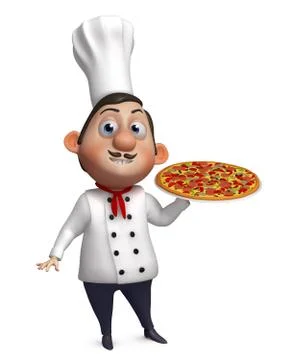 3d chef with a pizza Stock-Illustration