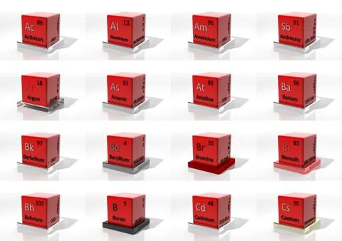 3d chemical elements of the periodic table Stock Illustration