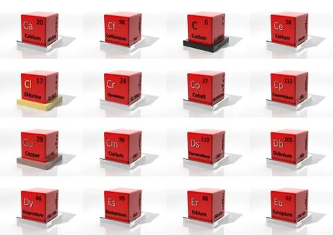 3d chemical elements of the periodic table Stock Illustration
