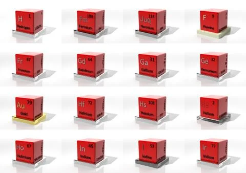 3d chemical elements of the periodic table Stock Illustration