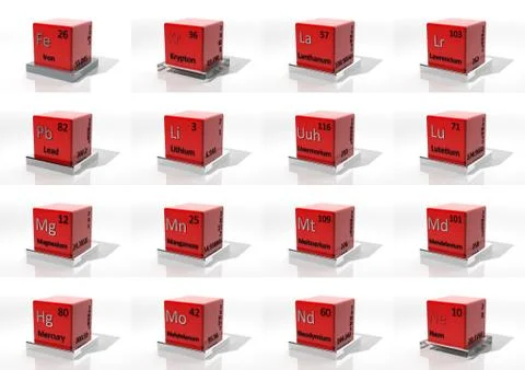 3d chemical elements of the periodic table Illustrazione stock