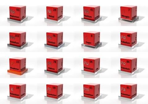 3d chemical elements of the periodic table Stock Illustration