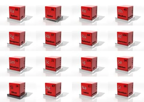 3d chemical elements of the periodic table Illustrazione stock