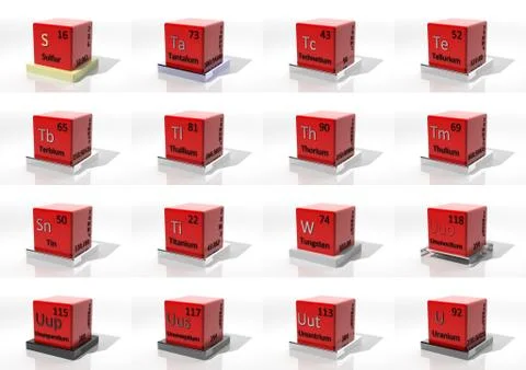 3d chemical elements of the periodic table Stock Illustration