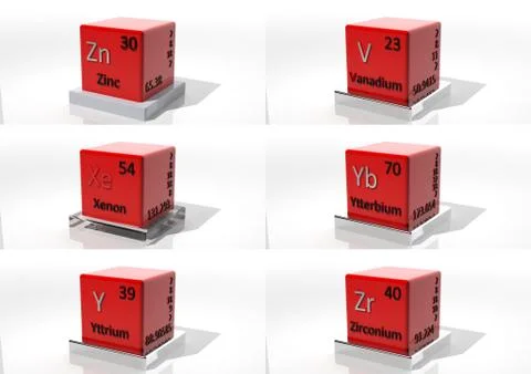 3d chemical elements of the periodic table Stock Illustration