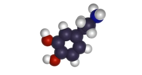 3d chemical structure of dopamine molecule, footage with alpha channel Stock Footage 100340864