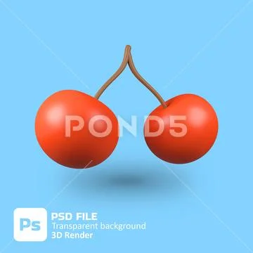3d cherry icon PSD Template