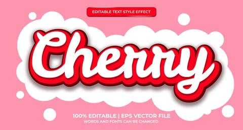 3D Cherry Text Effect, Editable Text Style. Hand Lettering Cherry Red Text Ef Stock Illustration