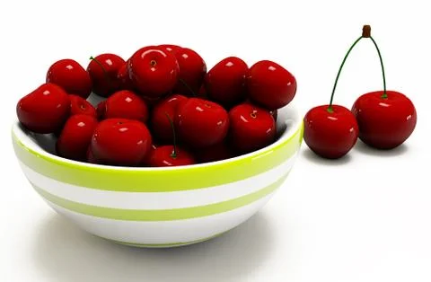 3d Cherry on a wite background Stock Illustration