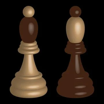 3d chess bishop figures on black background Stock Illustration