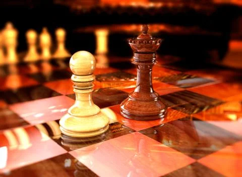3d Chess on a board Stock Illustration