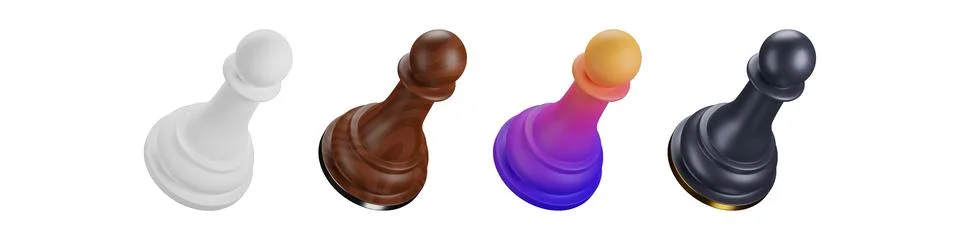 3D chess piece pawn creative strategy graphics and icons pack 스톡 일러스트