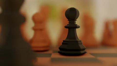 3D chess on the table in the room Stock Footage 156857366