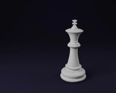 3d chess white king on dark blue Stock Illustration