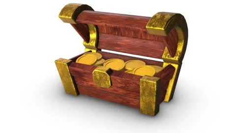 3D Chest Box on a White Floor. Chest Box Opening Animation. Treasure Box. 4K Stock Footage 283568296