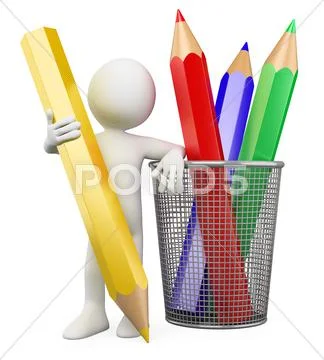 3d child - color pencils Stock Illustration