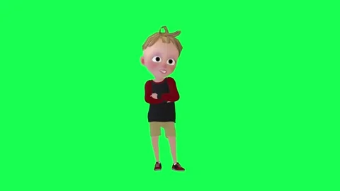3d child waiting angrily angle facing green screen 스톡 동영상 252662192