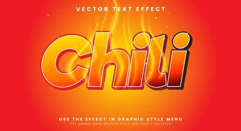 3d Chili text effect Template with Realistic cartoon style Stock Illustration