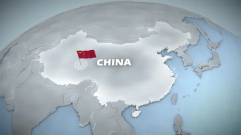 3D China Map Animation with Flag and Text for Business News Vidéo 334614514