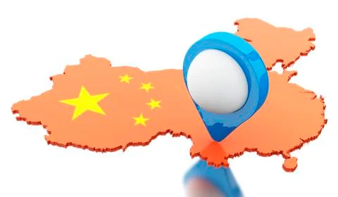 3d China map with pointer 库存插图