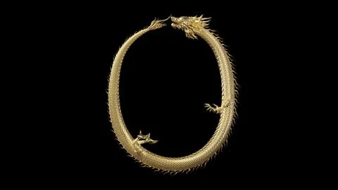 3D Chinese Dragon pose in shape letter number zero with 3d rendering,The lege Illustration