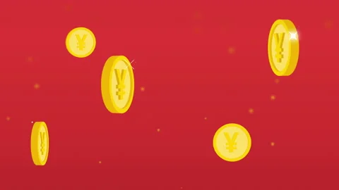3d Chinese gold coin loop animation. Chinese New Year greetings money background Stock Footage 168903494