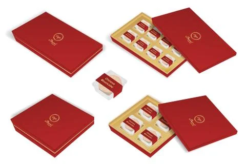 3d chinese moon cake package box vector Stock Illustration