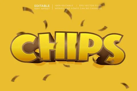 3D Chips Editable Text Effect Crunchy Snack Typography Vector EPS イラスト素材
