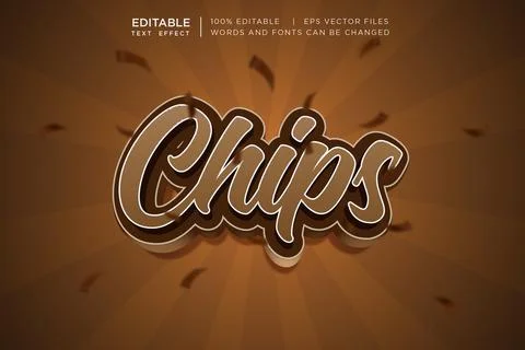 3D Chips Editable Text Effect Sweet Chocolate Snack Vector EPS Stock Illustration