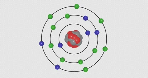 3D Chlorine (Cl; Z=17) Atom Bohr Model with Subshell Electron Orbits,Nucleus Stock Footage 333194345