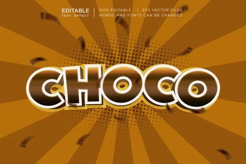 3D Choco Editable Text Effect Sweet Chocolate Typography Vector EPS Stock Illustration