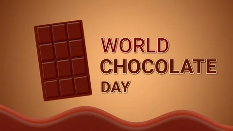 A 3D chocolate bar floats next to World Chocolate Day text Video stock 336231723