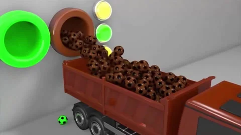 3D Chocolate Color Spheres Loading Truck Smooth Animation Vídeos de archivo 332760447