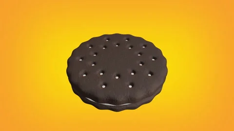 3D Chocolate Cookie Icon Rotating on Orange Background with Luma Matte Stock Footage 347599261