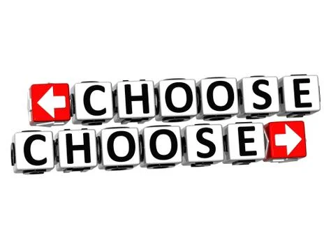 3d choose choose button click here block text 스톡 일러스트
