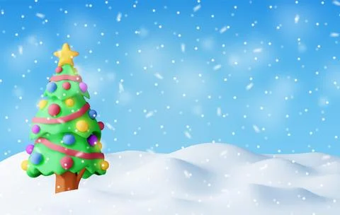 3D christmas background. Render christmas tree Stock Illustration