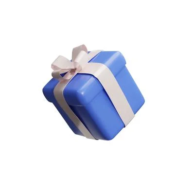 3d Christmas blue present side view Stock Illustration