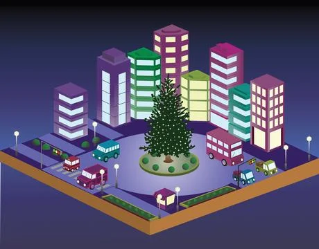 3D Christmas city Ilustración de archivo