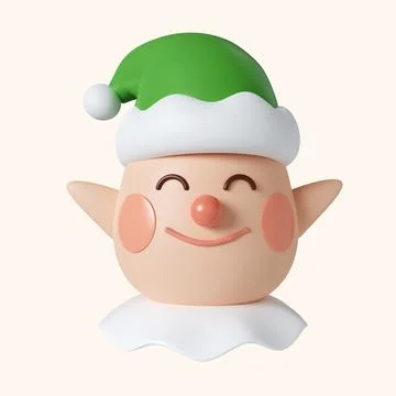 3d Christmas elf icon. minimal decorative festive conical shape tree. New Year's Stock Illustration