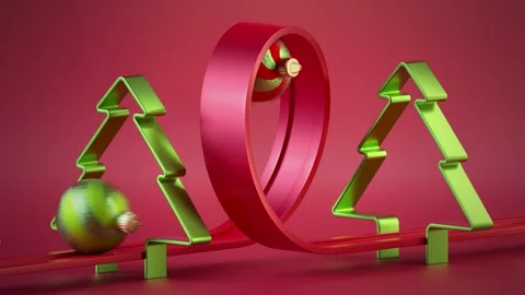 3d Christmas endless animation. Assorted glass balls roll on the looped road Stock Footage 163902042