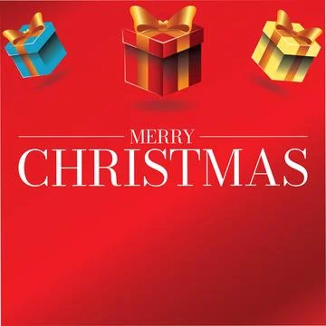3D Christmas Gift Boxes Floating on Red Background Stock Illustration