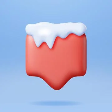 3D Christmas Speech Bubble with Snow Stock Illustration