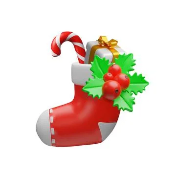 A 3D Christmas stocking filled Stock Illustration